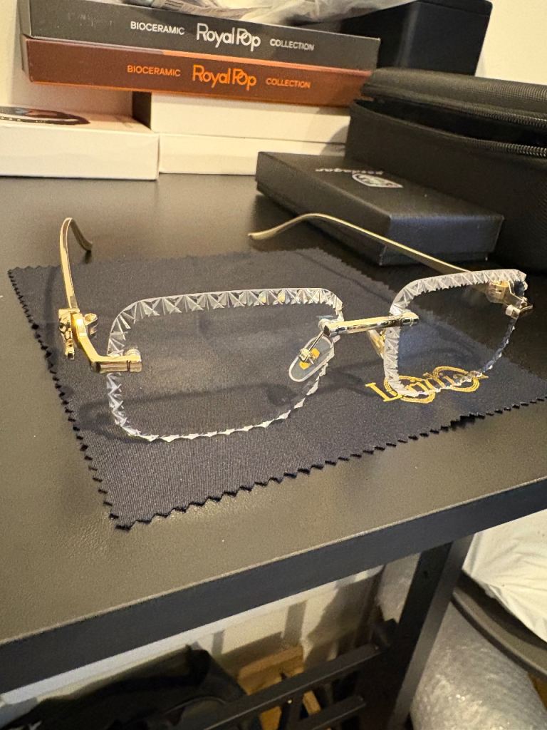 Lindian Gold Rimless Glasses Frames - Excellent Condition