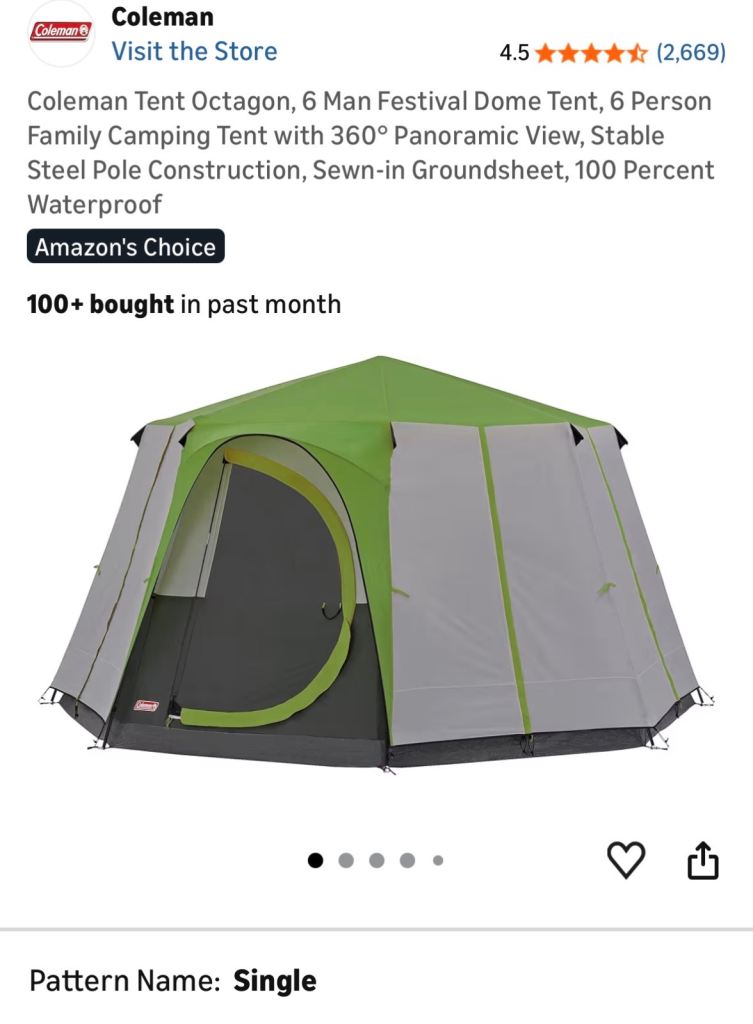 Brand NEW Green Coleman Tent Octagon Festival Dome Glamping Tent 8 Person Family