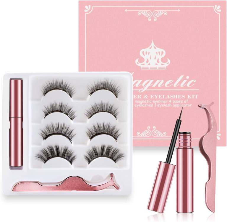 Magnetic Eyelashes & Eyeliner Kit – 4 Pairs Reusable 3D Lashes, Natural Look, Waterproof, No‑Glue