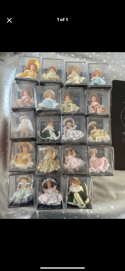 Collection of 19 Miniature Porcelain Dolls 