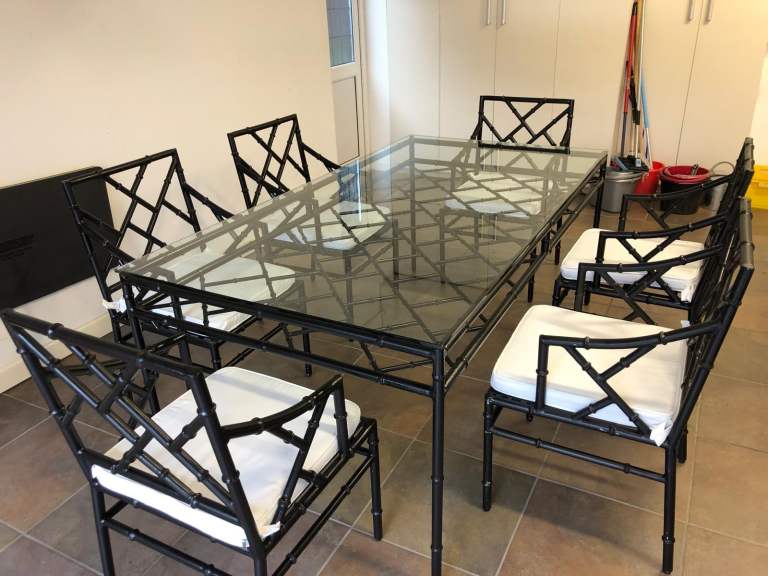 Garden dining set and sun loungers
