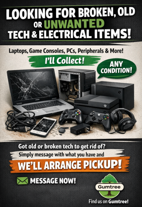 Wanted: Broken, Old or Unwanted Tech / Electrical Items Collected - Falkirk, Fife, Perth +
