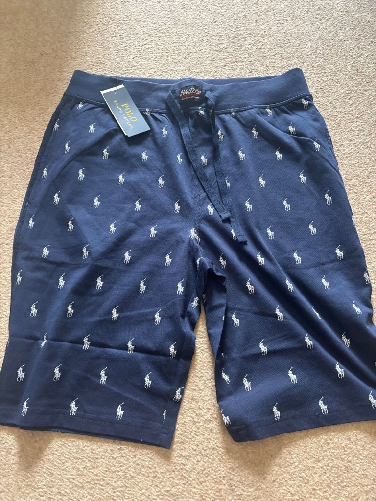New Polo Ralph Lauren Men's Blue Cotton Shorts with Tags