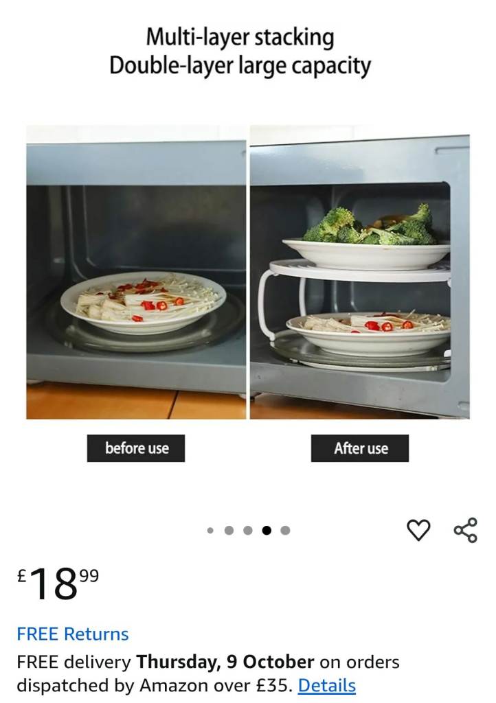 Energy Saving Microwave Plate Stacker Grill Rack Tray Plastic Baking Oven for Bacon Snacks Cooking 