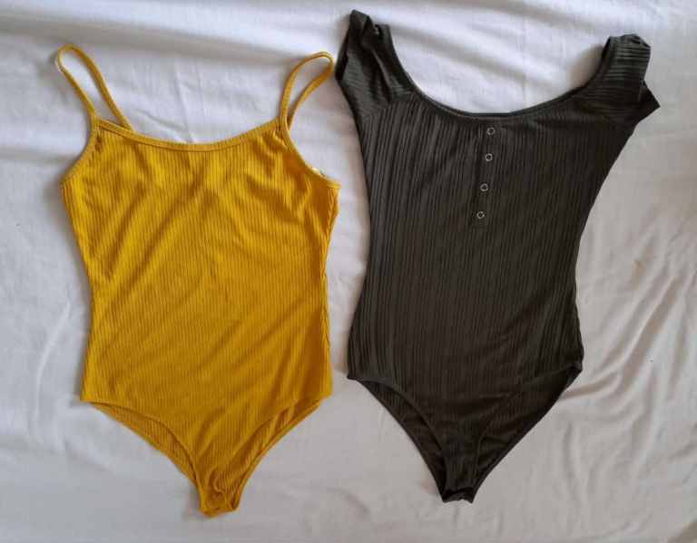 Two Women's Ribbed Bodysuits - Size 6 / XS, Good Condition