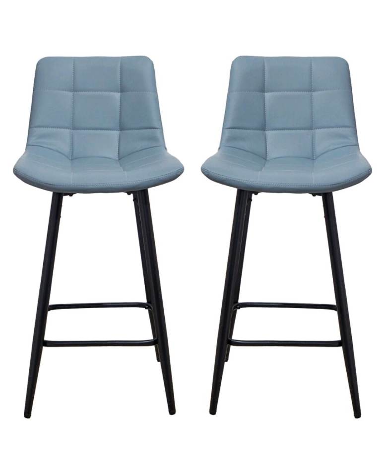 2 x Tall Bar Stools PU Leather Seat Metal Leg Kitchen Barstool Home Pub Chair
