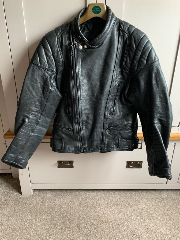 Leather biker jacket. 