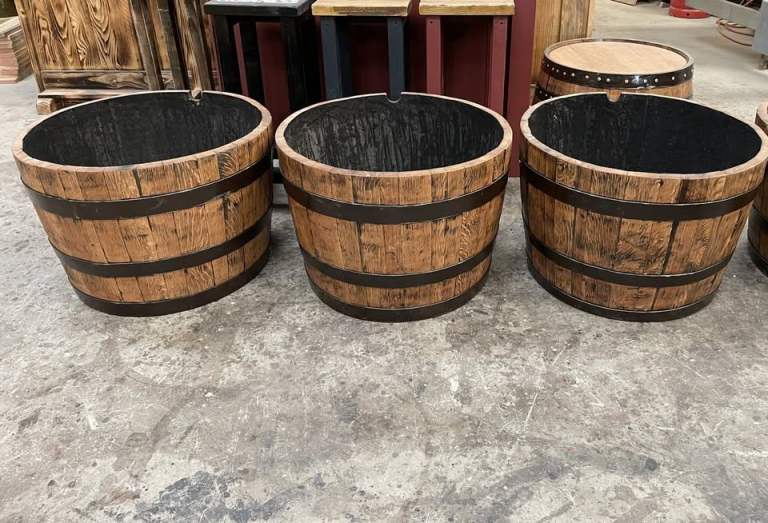 Barrel Half Planter - Varnished 
