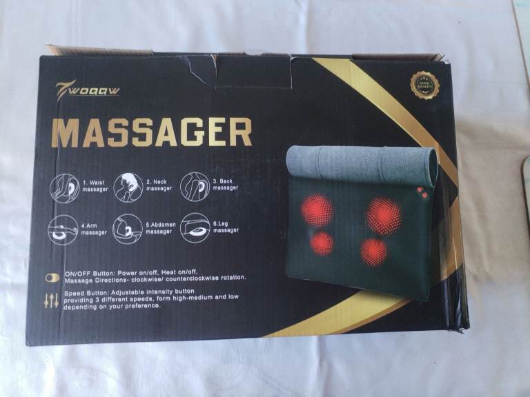 WOQQW Shiatsu Neck Massager with Heat – Deep Tissue Kneading Back Massage. USED TWICE ONLY