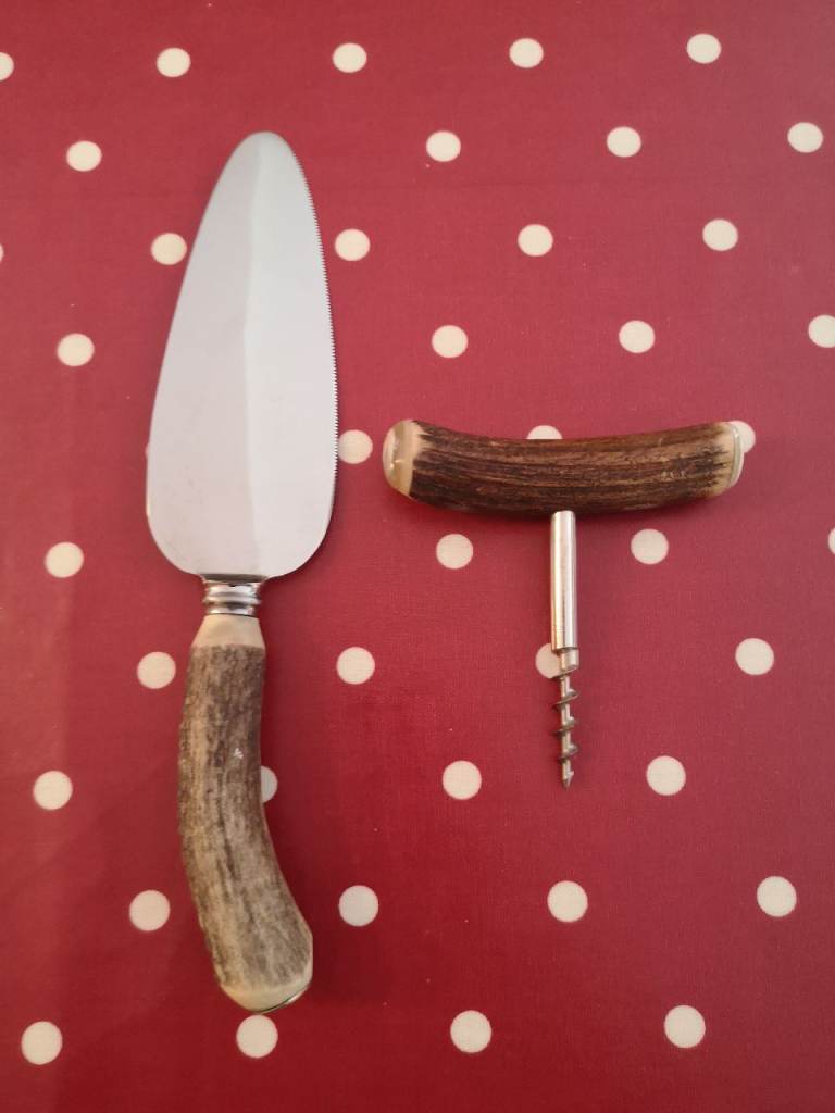 Antler corkscrew and cake slice excellent condition 