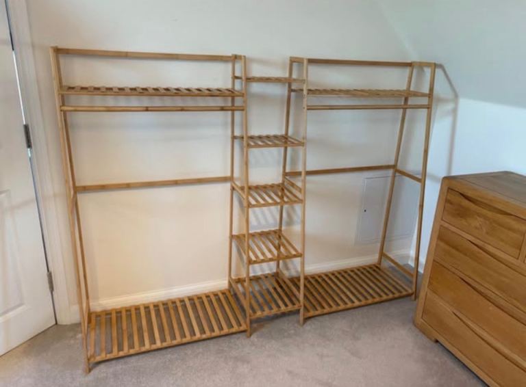 Hilier Bamboo Clothes Rail Stand with Shelves