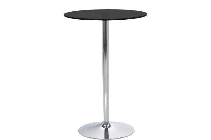 Breakfast Bar Table – Black Glass, Chrome Centre Pedestal – Showroom display model - VG condition