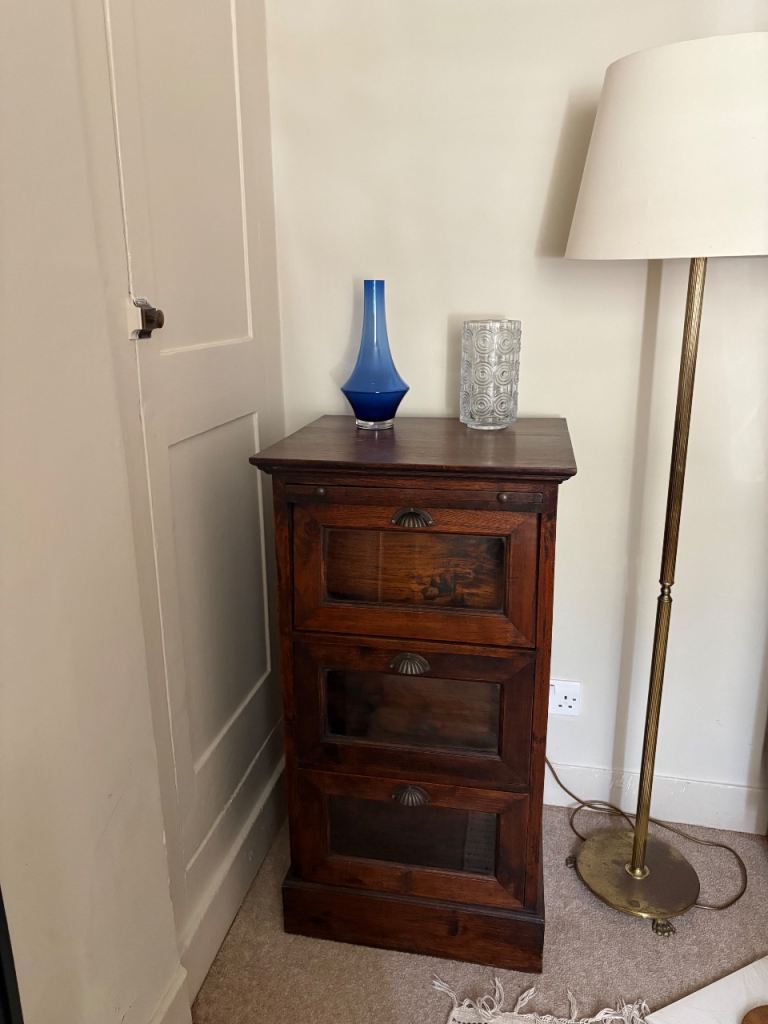 Vintage / antique glass fronted chest of drawers/ haberdashery drawers