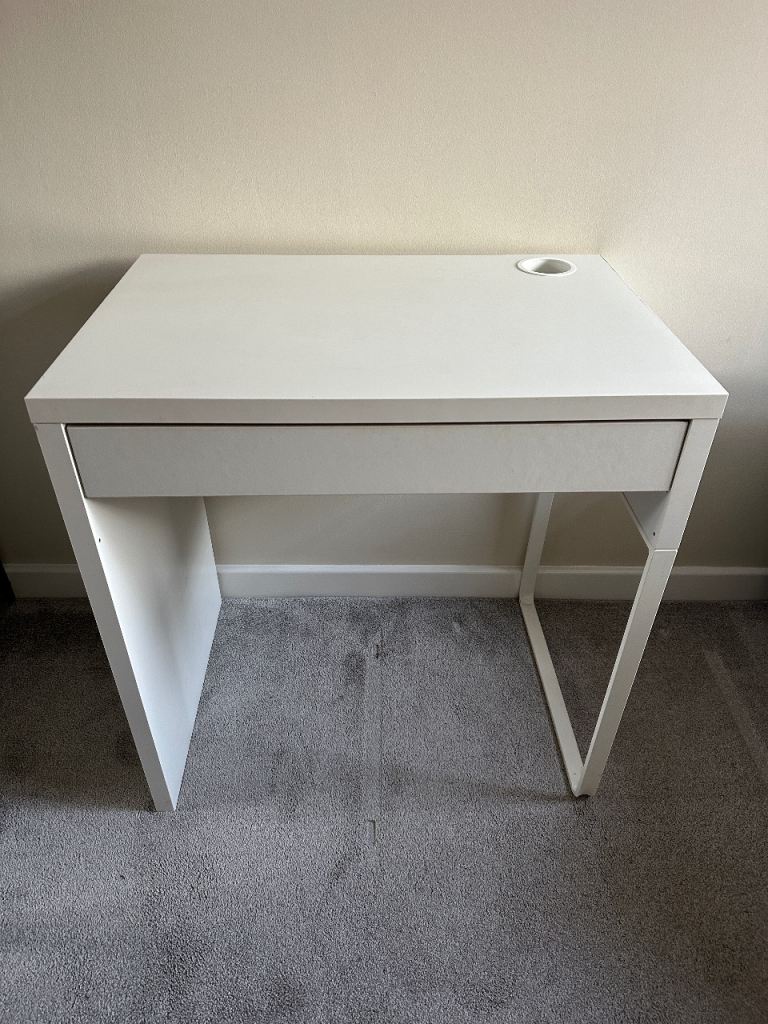 IKEA MICKE white Desk and Black Chair - Desk 75cm High - 73cm Wide - 50cm Deep
