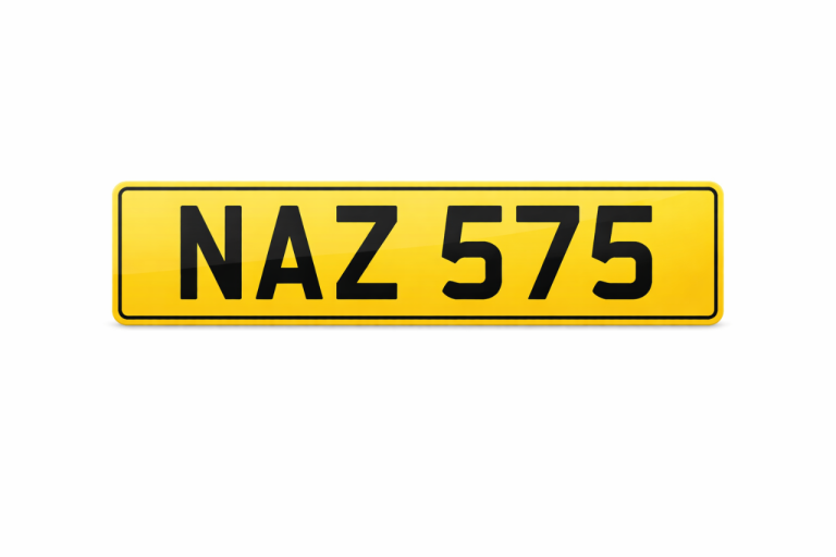 Private registration NAZ 575 dateless plate Naz Nas 