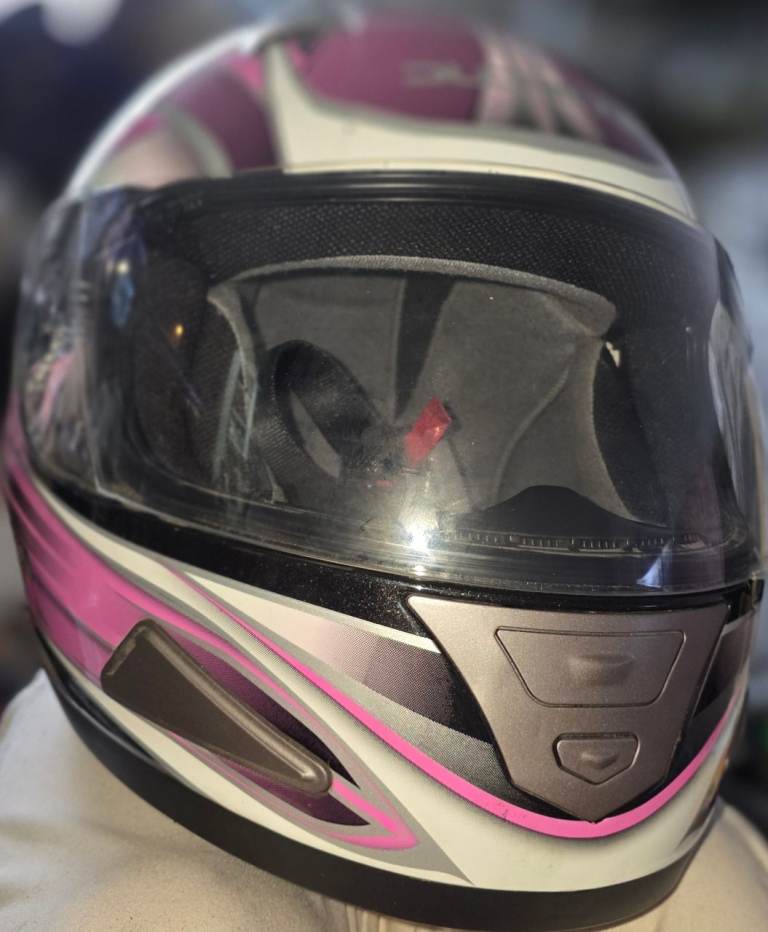 Pink motorbike helmet 