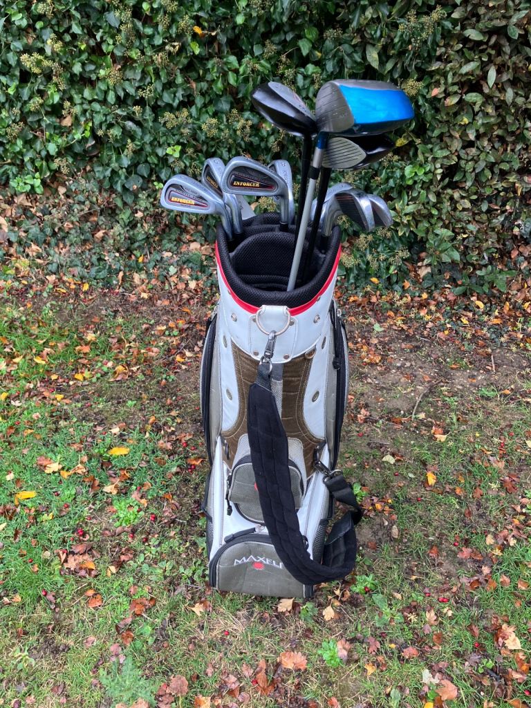 image for Men’s Golf Clubs Driver 3-5 Woods 3-9 Iron Sw Pw Putter Maxfli Cart Bag 