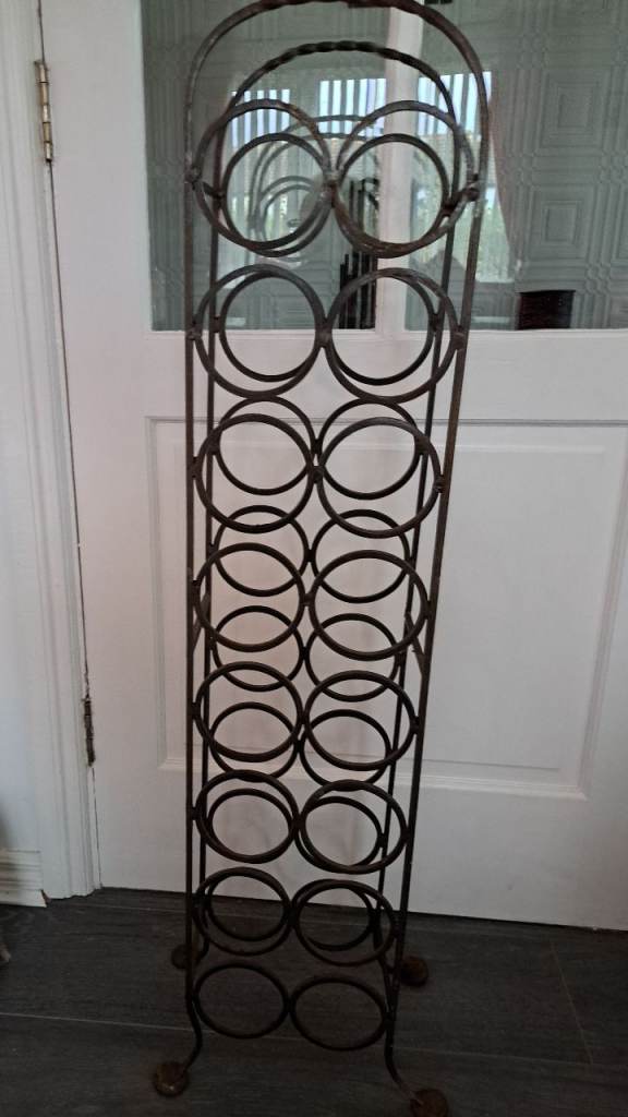 Good Condition Brown Iron Wine Rack - Holds 14 Bottles
