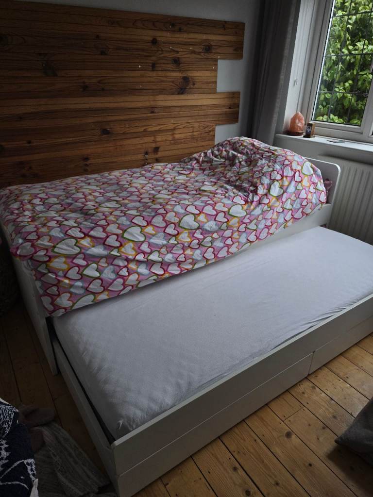 image for slakt bed ikea, single bed with under bed and two storage drawers. S sand3081