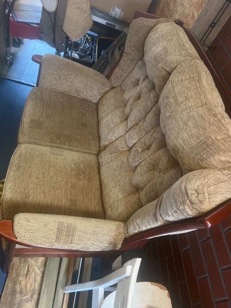 2 seater Comfortable Beige Fabric Sofa – Good Condition