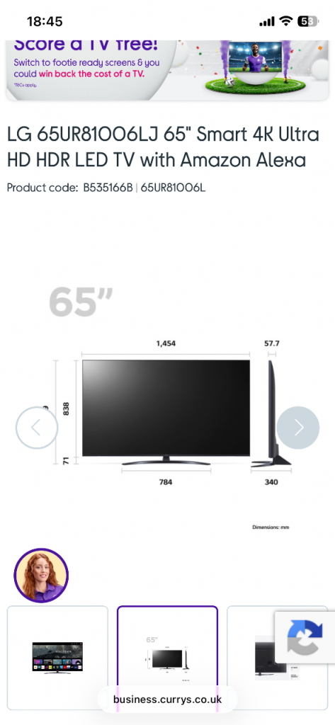 TV LG 65UR81006LJ 65" Smart 4K Ultra HD HDR LED TV