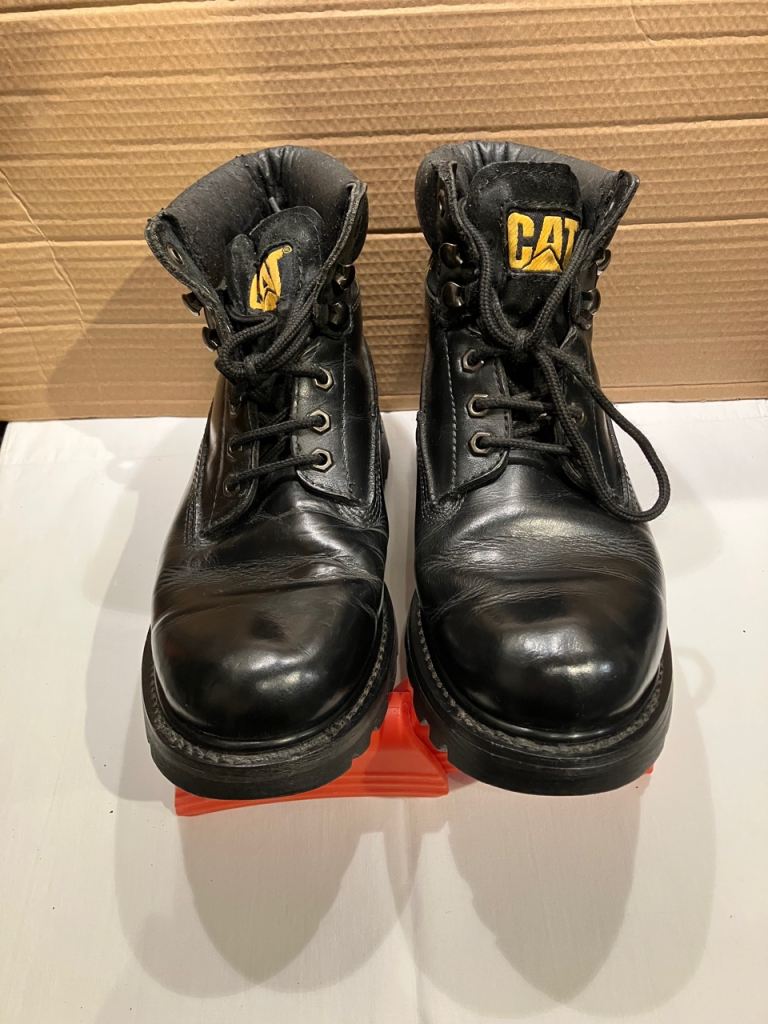 CAT Caterpillar Walking Machine Black Leather Boots UK6 EU39 but fit UK 7-7.5 - Excellent Condition
