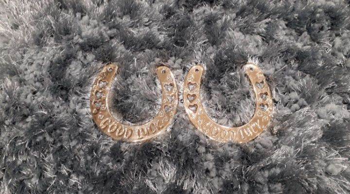 Pair Of Vintage Brass Good Luck Horse Shoes.