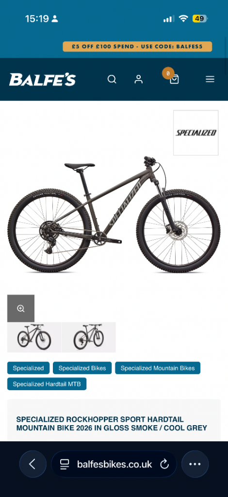 Specialized Rockhopper Sport Hardtail Mountain Bike – Good Condition