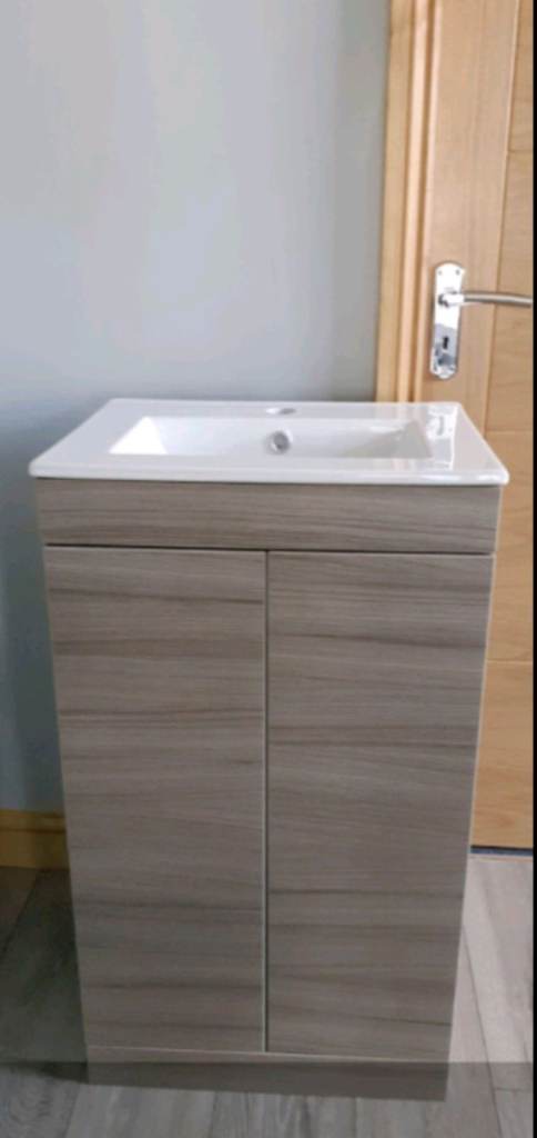 Nuie Athena Floor Standing 2-Door Vanity Unit with Basin in Driftwood-