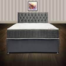 C O D🌟 Top Rated Grey 4ft6 Double Divan Bed With Mattress  📮 UK Wide  Delivery - 30% **