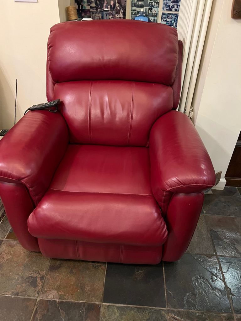 image for Burgundy leather reclining chair