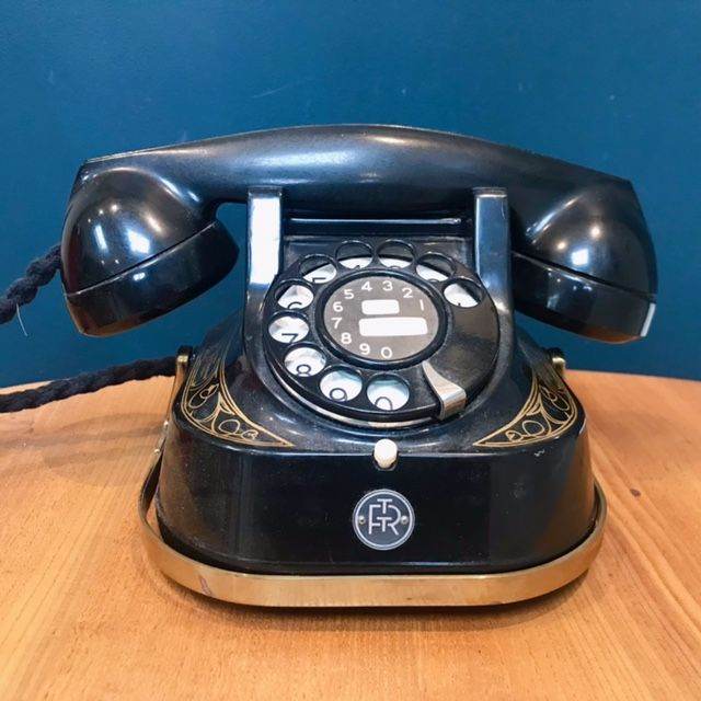 ANTIQUE VINTAGE BELGIAN TELEPHONE, ROTARY, BRASS BAKELITE, RTT 56, WORKING