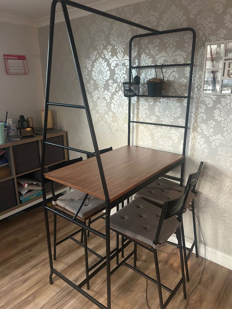 Table and four chairs