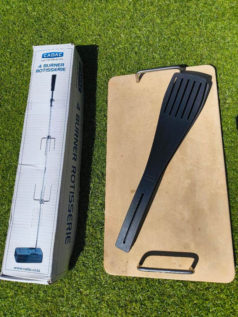 Brand new Cadac rotisserie kit, Cadac magnetic tongs & Cadac pizza stone £30 for all