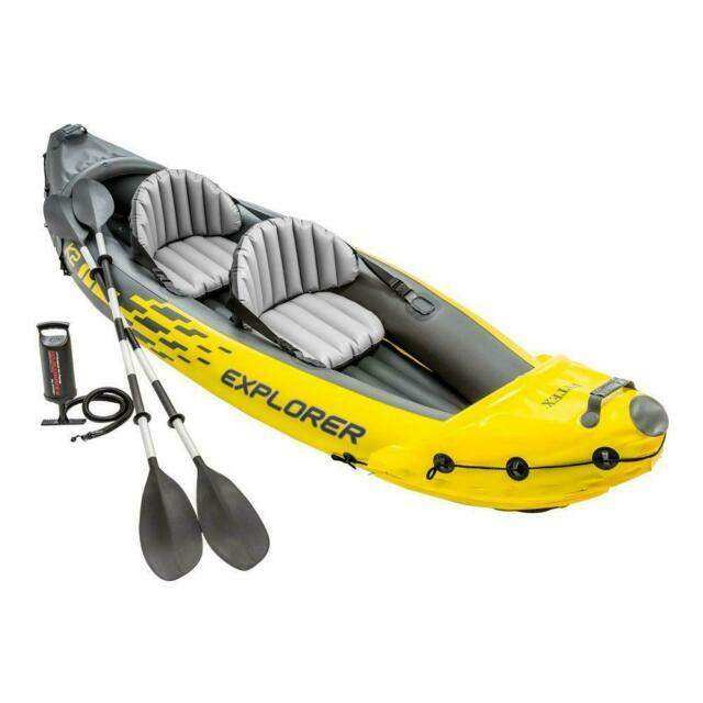 2-Person Inflatable Kayak (Intex Explorer K2) with 2x life Jackets, Pump + Oars