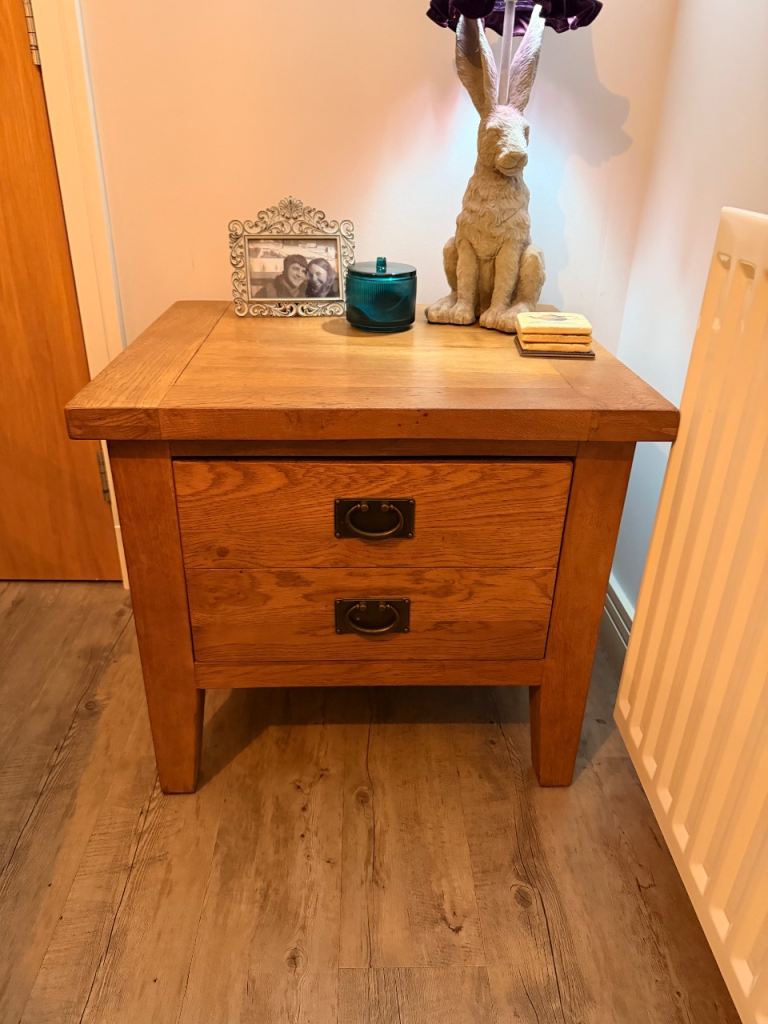 Solid wood side table with large drawer 