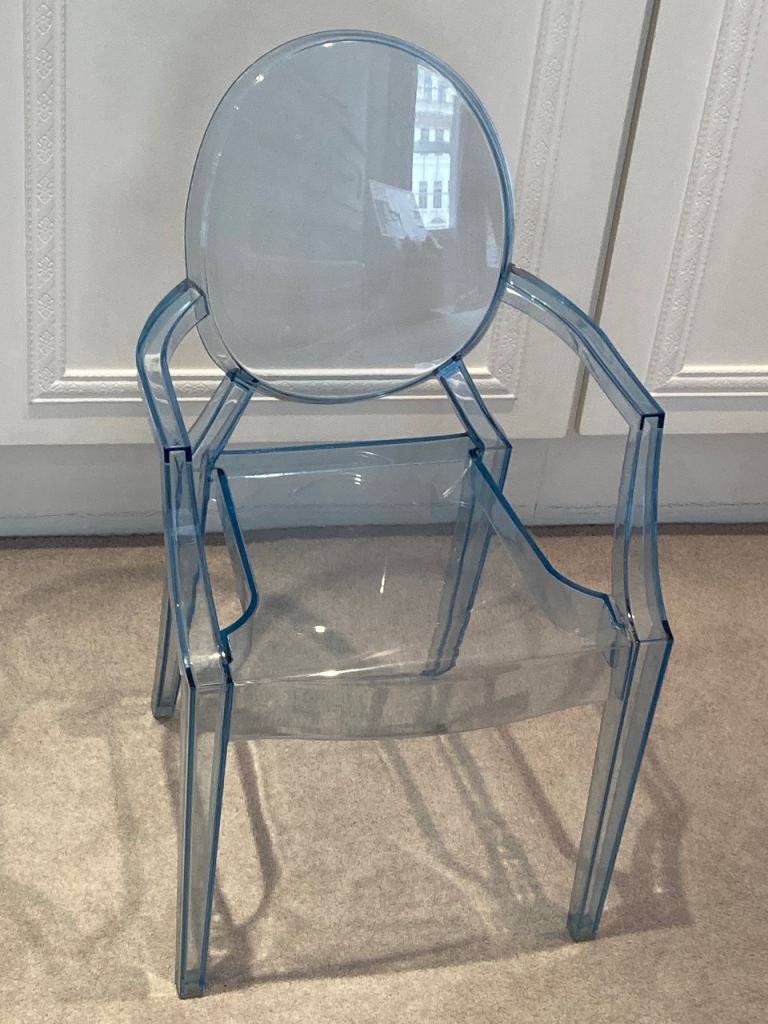 Authentic Kartell Lou Lou Ghost Chair (Light Blue) - Philippe Starck Design