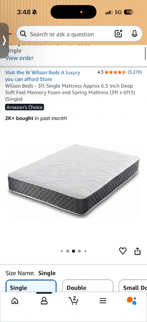 3ft single mattress 