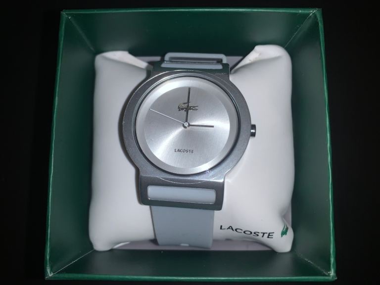 LACOSTE Tokyo Silver Dial Grey Rubber Strap Unisex Watch.