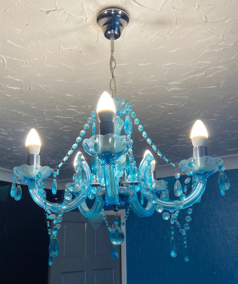Blue Chandelier Ceiling Light – Good Condition