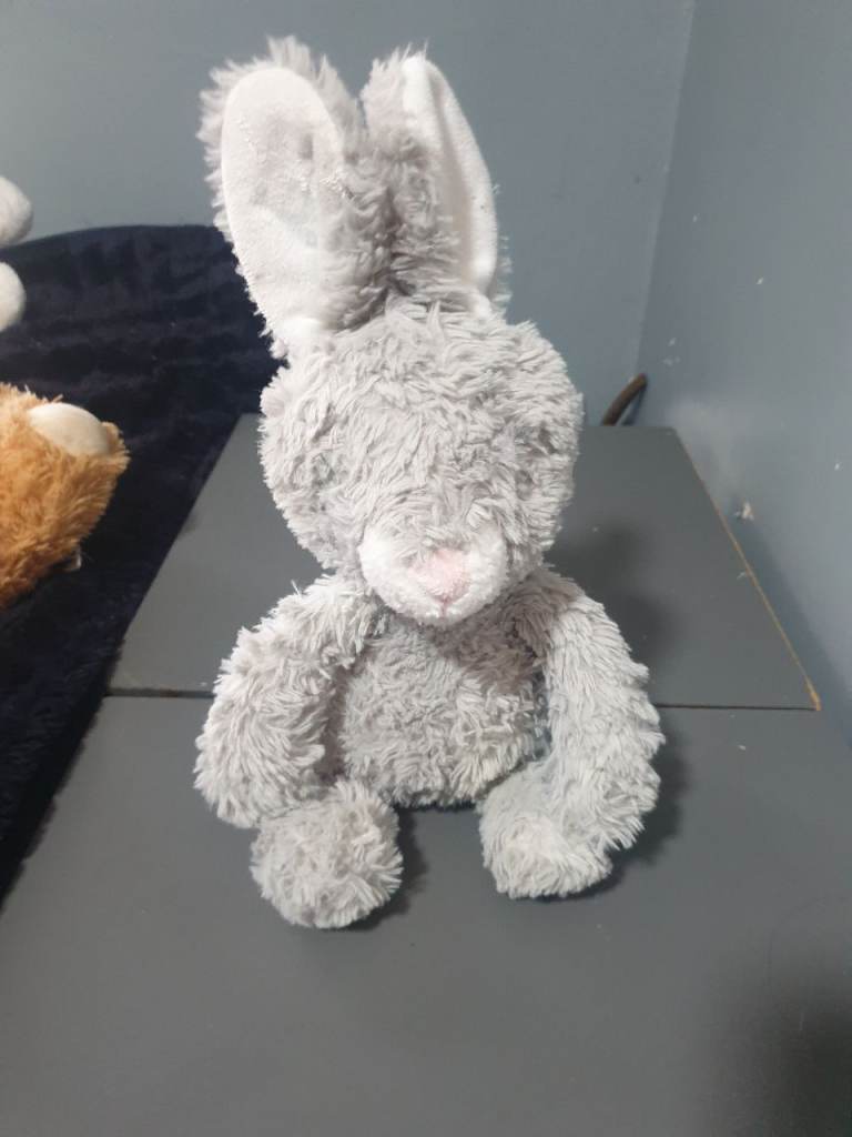 Soft Grey Rabbit Plush Toy – Good Condition