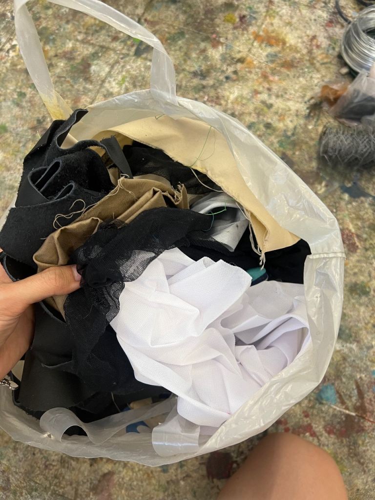 Bag of Fabric Scraps - Mixed Colours and Materials