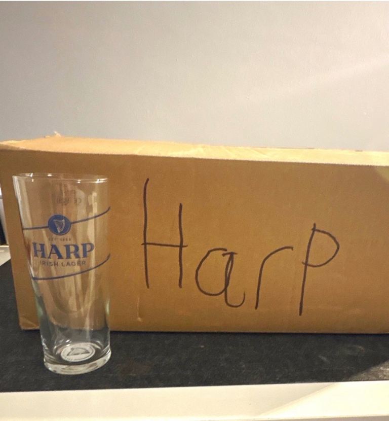 Brand New Harp Irish Lager Pint Glasses - Full Box of 24