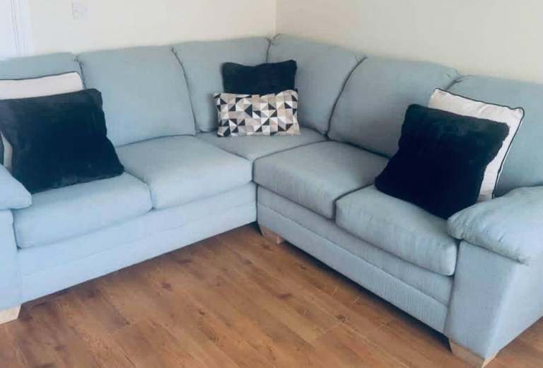 Duck egg blue corner sofa 