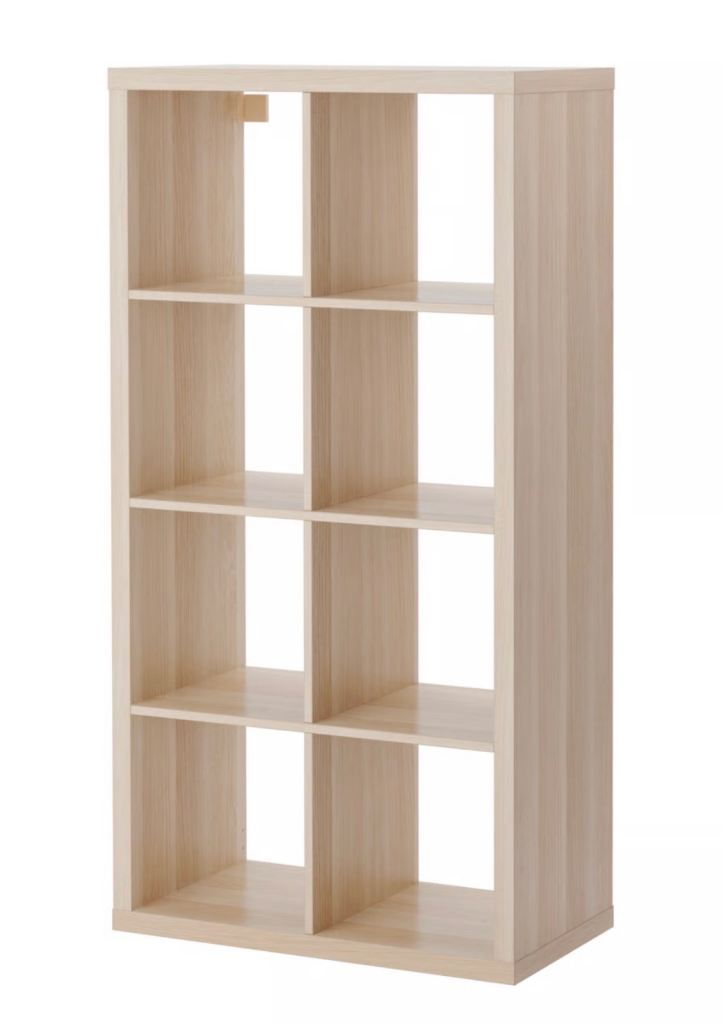 IKEA Kallax 8-Cube Storage Unit – Light Wood Effect with 8 boxes