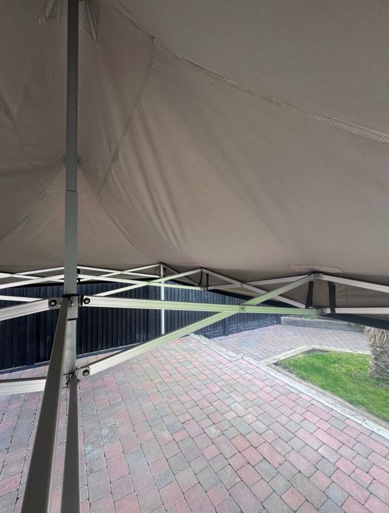 Gazebo awning marquee 6m x 3m taupe heavy duty hex 50 60 mm with all side panels 