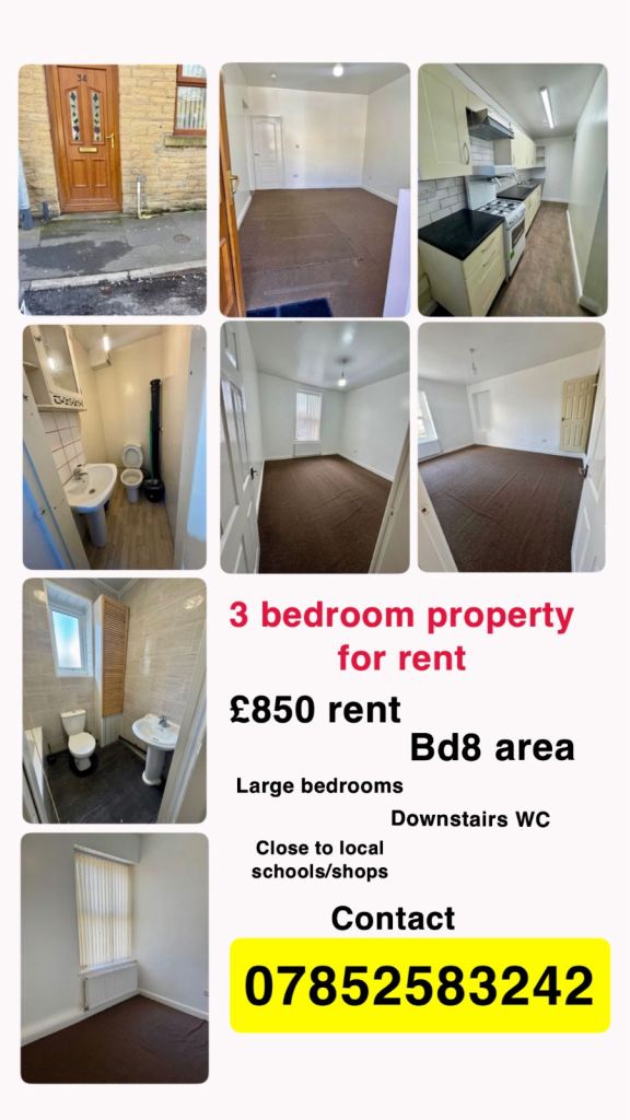 3 bed property for rent