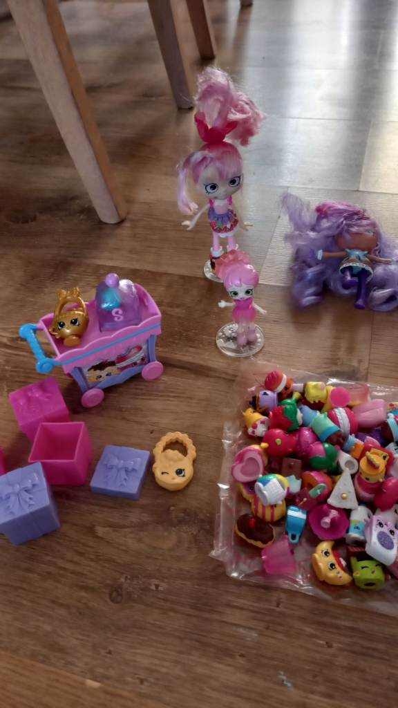 Shopkins bundle including 70 collectibles, 4 dolls & shopping trolley
