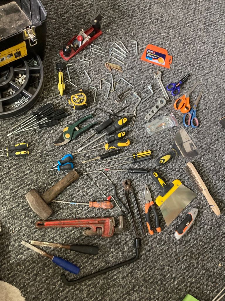 Large Collection of Hand Tools with Stanley Toolbox – Good Condition