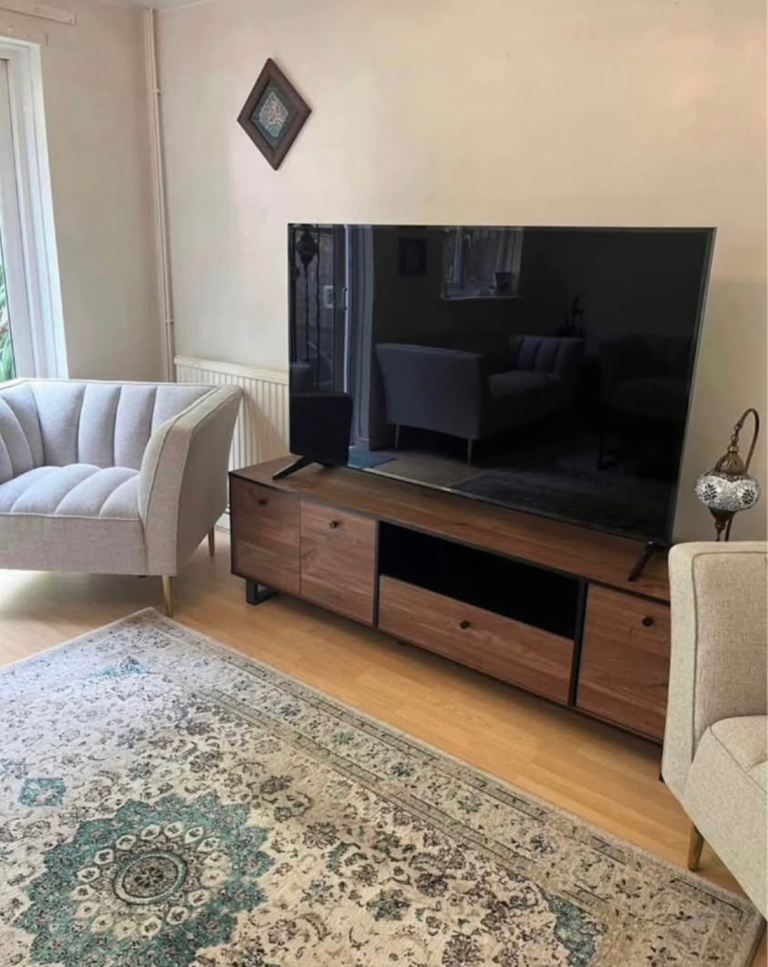 Wayfair Idlewild Wood & Metal TV Stand Unit Table 180cm Walnut Brown